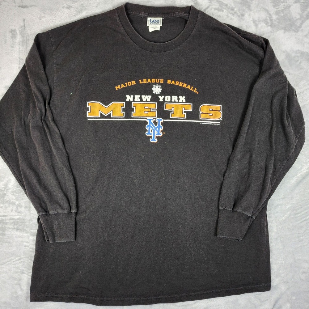 Vintage New York Mets Shirt Mens‎ 2XL Black MLB Baseball Lee Sport 2001 Graphic